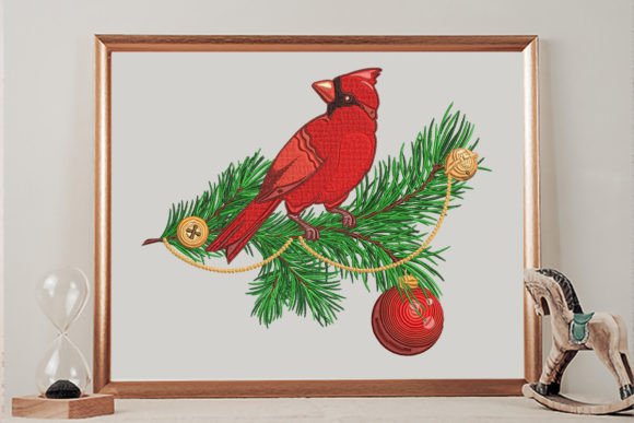 Christmas Arrangement with Cardinal Bird