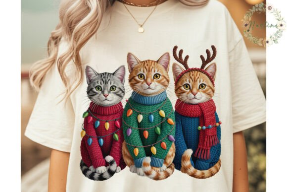 Christmas Cats Embroidery PNG Clipart