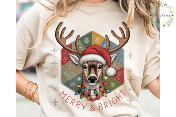 Christmas Deer Embroidery PNG Clipart