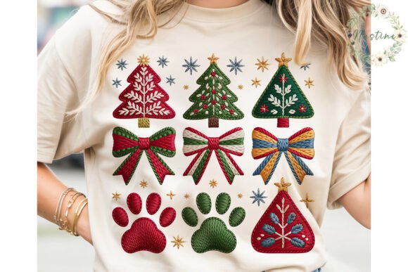 Christmas Embroidery Clipart Bundle PNG