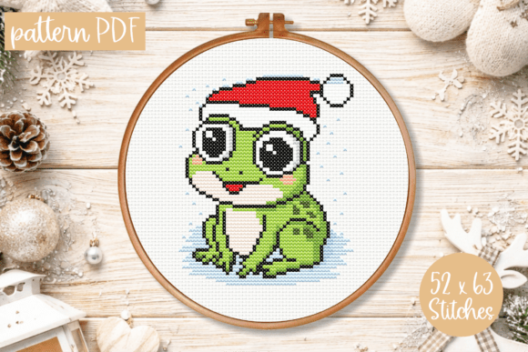 Christmas Frog Cross Stitch Pattern PDF