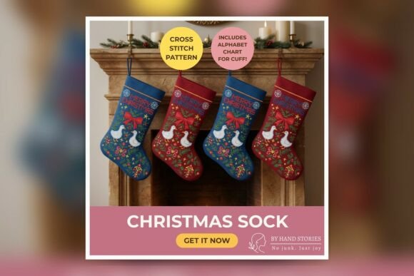 Christmas Sock Cross Stitch Pattern PDF