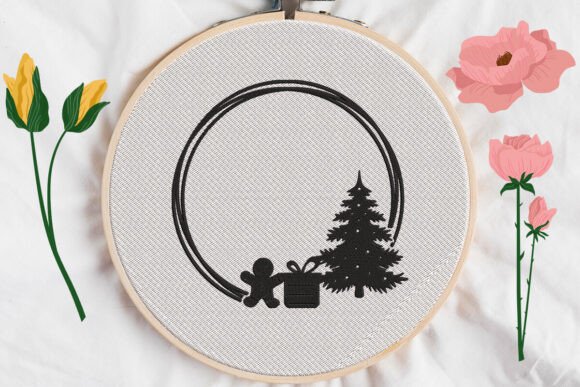 Christmas Tree Wreath, Monogram Frame