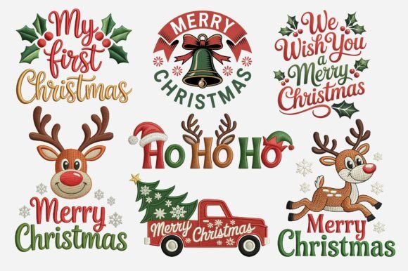 Embroidery Merry Christmas Saying Bundle