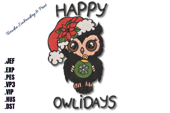 Happy Owlidays Embroidery Design