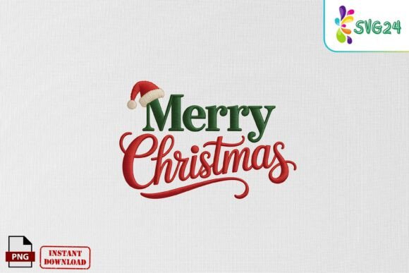 Merry Christmas Text Style Embroidery PN