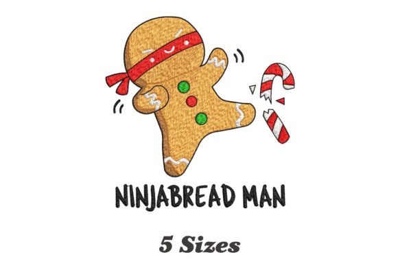 Ninjabread Man Embroidery Design