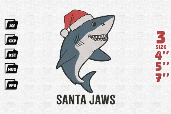 Santa Jaws Embroidery Design