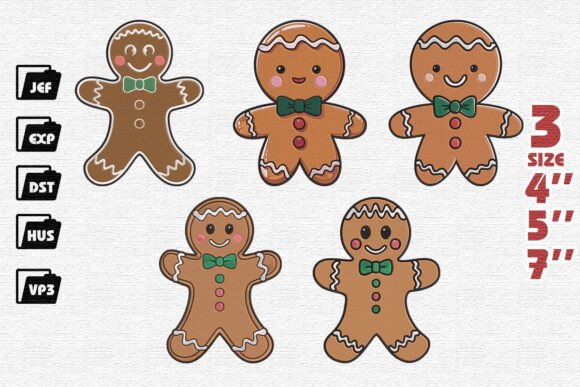 Set of 5 Christmas Gingerbread Men